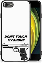 Telefoonhoesje iPhone 7/8/SE 2020/2022 Back Case Siliconen Hoesje met Zwarte rand Pistol Don't Touch My Phone