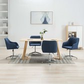 Decoways - Eetkamerstoelen draaibaar 4 stuks stof blauw