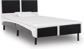 Decoways - Bedframe kunstleer zwart en wit 90x200 cm
