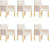 Decoways - Eetkamerstoelen 6 st kunstleer crème