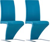 Decoways - Eetkamerstoelen met zigzag-vorm 2 stuks kunstleer blauw