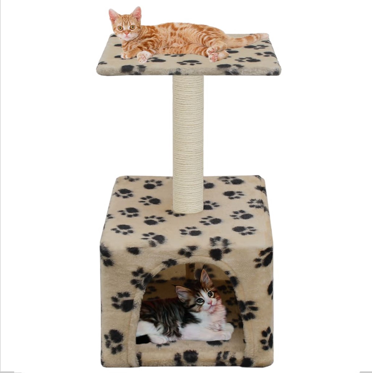 Decoways - Kattenkrabpaal met sisal krabpaal 55 cm pootafdrukken beige