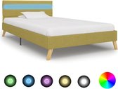 Decoways - Bedframe met LED stof groen 90x200 cm