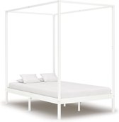 Decoways - Hemelbedframe massief grenenhout wit 120x200 cm