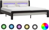 Decoways - Bedframe met LED kunstleer zwart en wit 120x200 cm