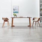 Decoways - Eetkamerstoel gebogen hout en kunstleer crèmekleurig