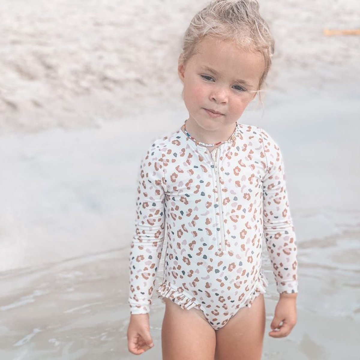 Swim Essentials UV Badpak Meisjes Met Lange Mouwen - Kaki - Leopard — afbeelding 24