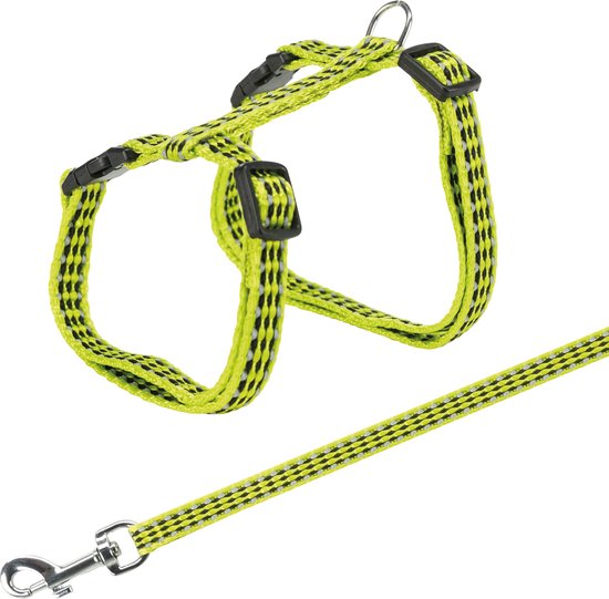 Trixie tuig voor kat met riem metalen gespen reflecterend assorti 22-42x1 cm 120 cm