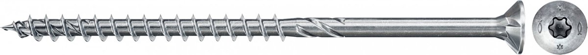 Fischer 670179 spaanplaatschroef Power-Fast II 4,0 x 70 TX20 - verzonken kop - deeldraad - blauw verzinkt (200st)
