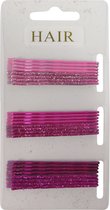 Haarspeld - Haarschuifje 5.5cm Effen en Glitter - Roze/Fuchsia - 24 stuks