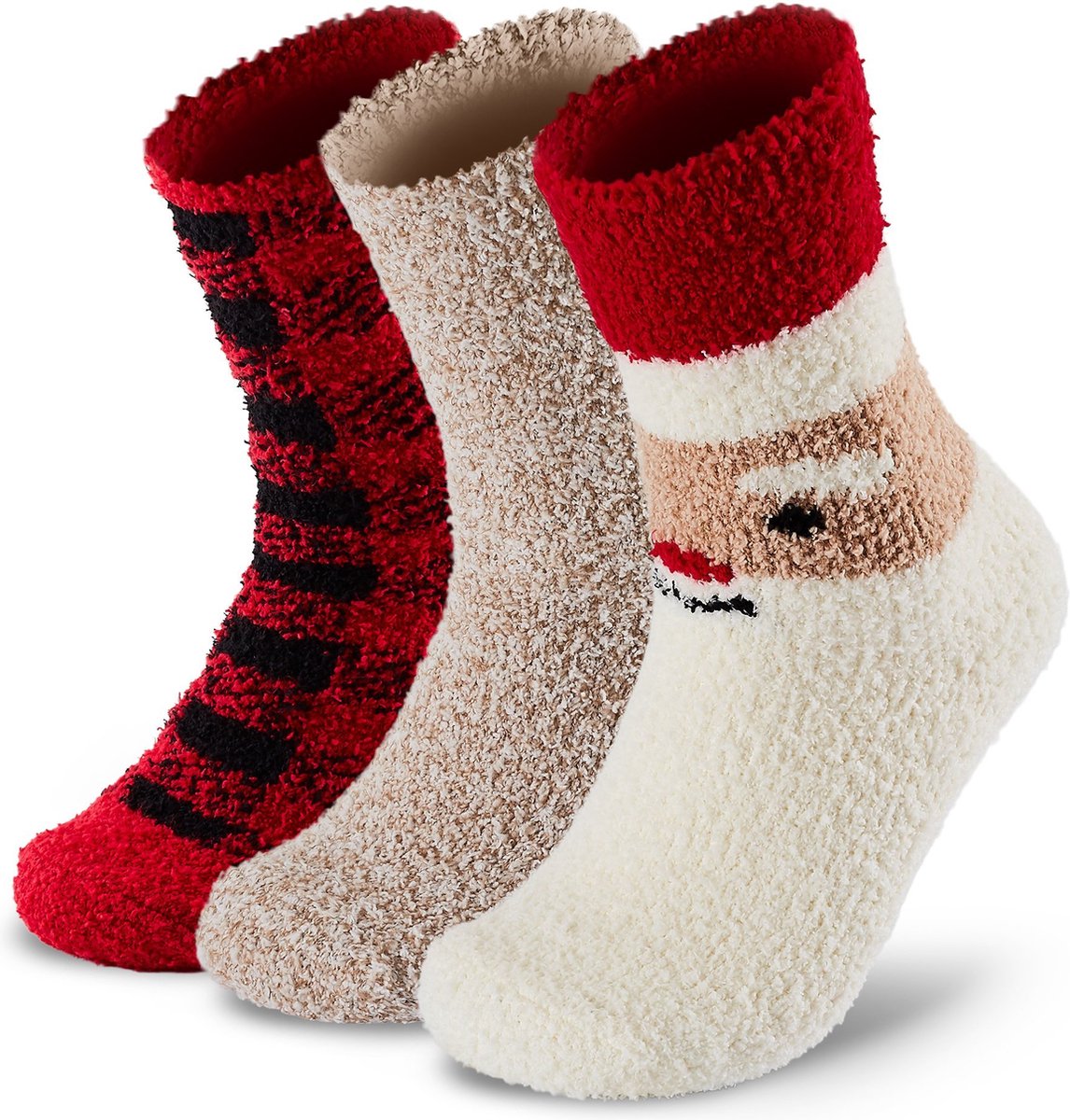 Monfoot - Grappige sokken - Huissokken Kerst - 3 Paar - Warme Sokken -Maat 36-38 - Kerst cadeau