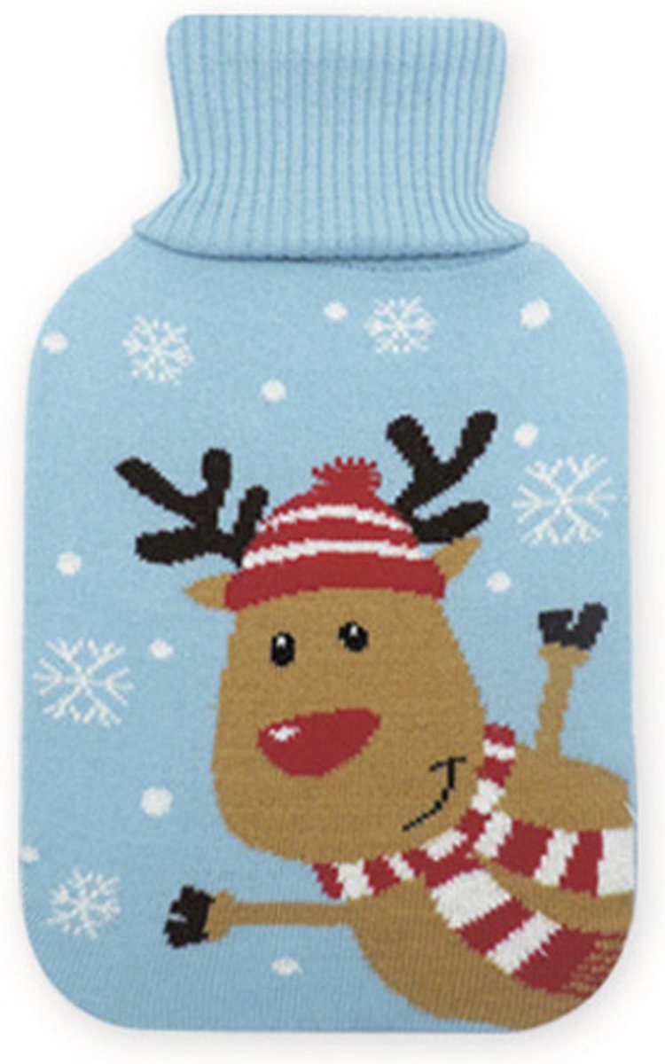 Goedkoopste Rojafit Warmwaterkruik - 2 Liter - Gebreide Hoes - Natuurrubber - Rendier