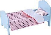 Teamson Kids Bed Voor 18" Poppen - Accessoires Voor Poppen - Kinderspeelgoed - Blauw/Polka Dot