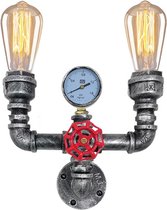 OHNO Woonaccessoires Lamp Leda - Wandlamp, Woondecoratie, Verlichting, Home Decoratie, industriele lamp, industrieel - Zilver/Rood