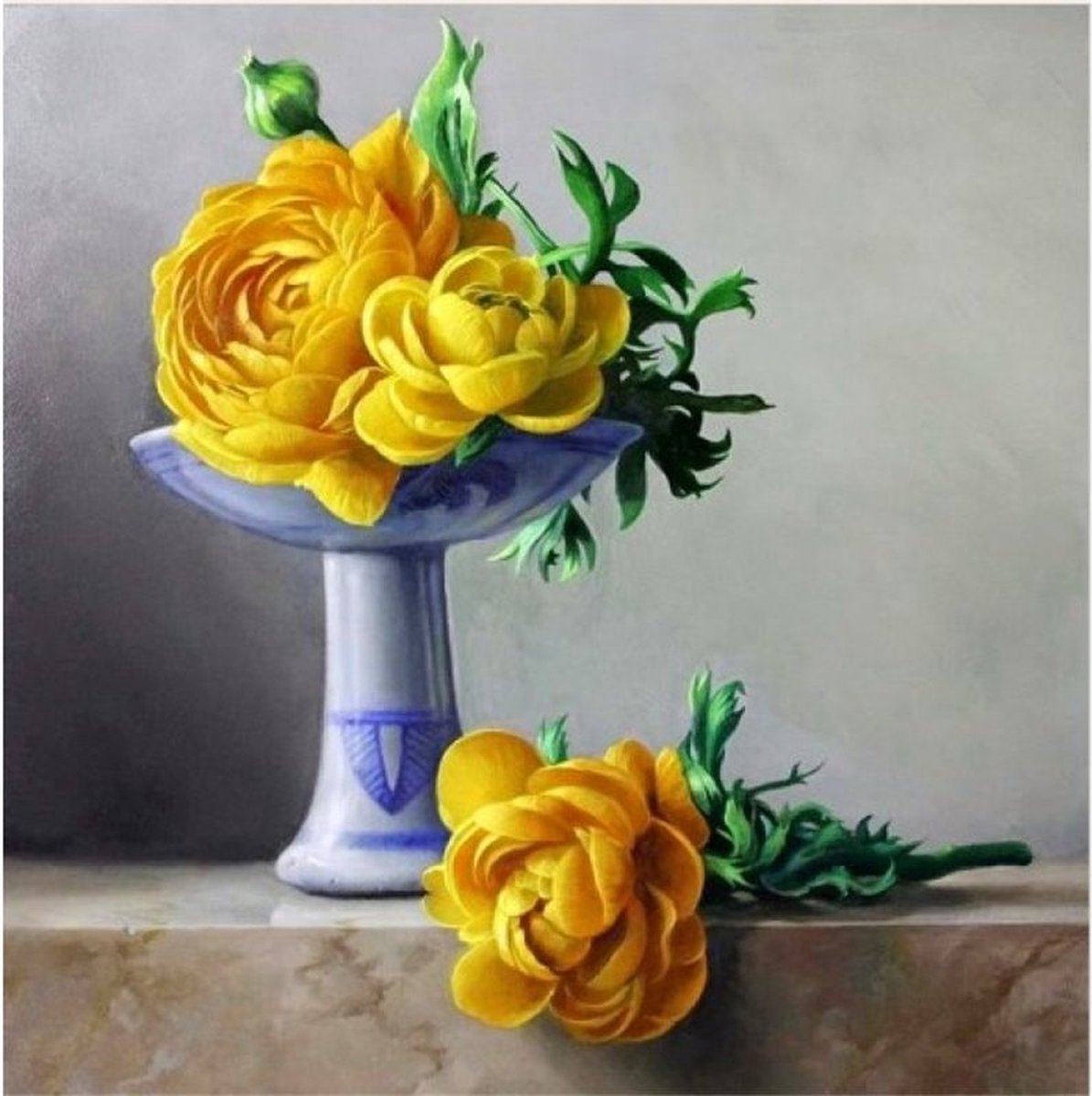 Artibalta Diamond Painting Yellow Peonies 50x50 cm Vierkante Steentjes
