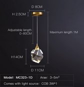 Hanglampen - 1 kop - Slaapkamer LED - Volledig messing kristal - Nordic Lamp Armatuur Opschorting Decoratie - Salon Hanglamp