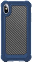 Backcover Shockproof Carbon Hoesje iPhone X Blauw - Telefoonhoesje - Smartphonehoesje - Zonder Screen Protector