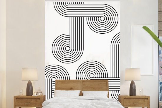 Papier peint - Papier peint photo Wallpaper Art - Zwart - Wit - Abstrait - Largeur 180 cm x hauteur 280 cm