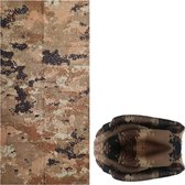 Fako FashionÂ® - Colsjaal - Gezichtsmasker - Bandana - Nekwarmer - Sjaal - Col - Microfiber Faceshield - Block Camouflage Beige