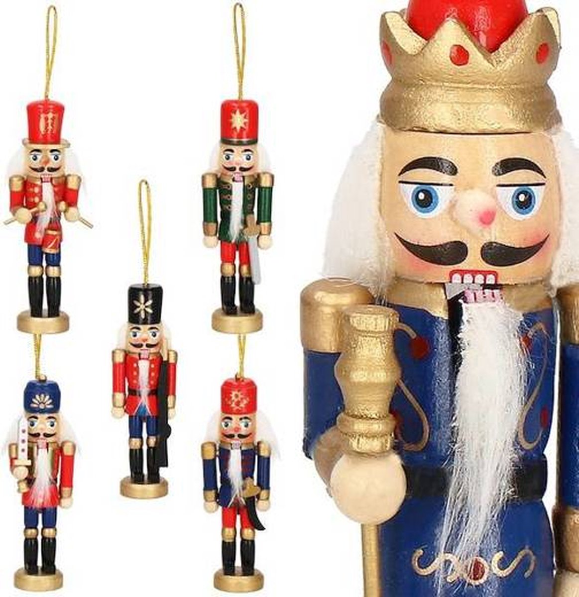12 Ornements Casse-Noisette En Bois Pour Sapin De Noël - 8,6cm | Décoration Sapin, Couronne, Balustrade, Ambiance Festive