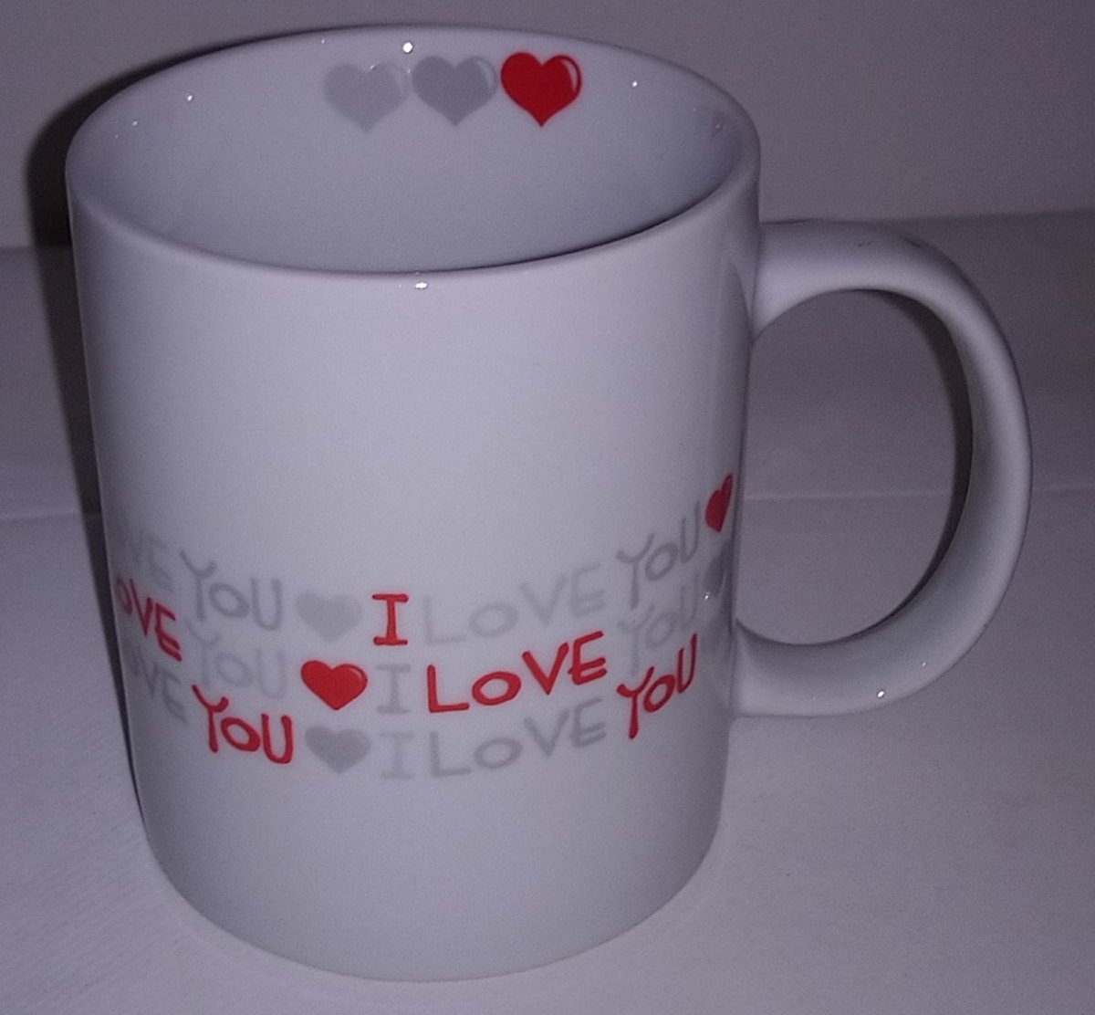 Gifa - Mok - I Love You - Grijs/Rood - Keramiek