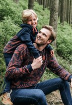 J&JOY - Sweater Mannen Ontario Forest Navy & Brown Fern Print