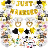 Just married feestpakket 99-delig - Just married versiering - Just married slinger - married - Bruiloft decoratie - Bruiloft versiering - Trouwfeest versiering