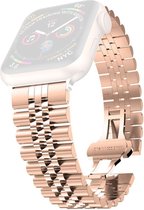 By Qubix - Metalen schakelband - Rosé goud - Geschikt voor Apple Watch 42mm / 44mm / 45mm