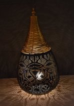 Tafellamp filigrain/draad vintage zwart goud - L