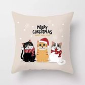 Kerst Kussenhoes Design 16 Nude 3 Cats |Kerst kussen| Kerstdagen | Feestdagen |Kerst |Decoratie |Woondecoratie |Kussenslopen |December |Cadeau