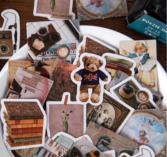 Foto: 46 stickers jaren zestig thema retro stickers oude plaatjes c075 stickerdoosje voor scrapbook of bullet journal agenda stickers decoratie stickers