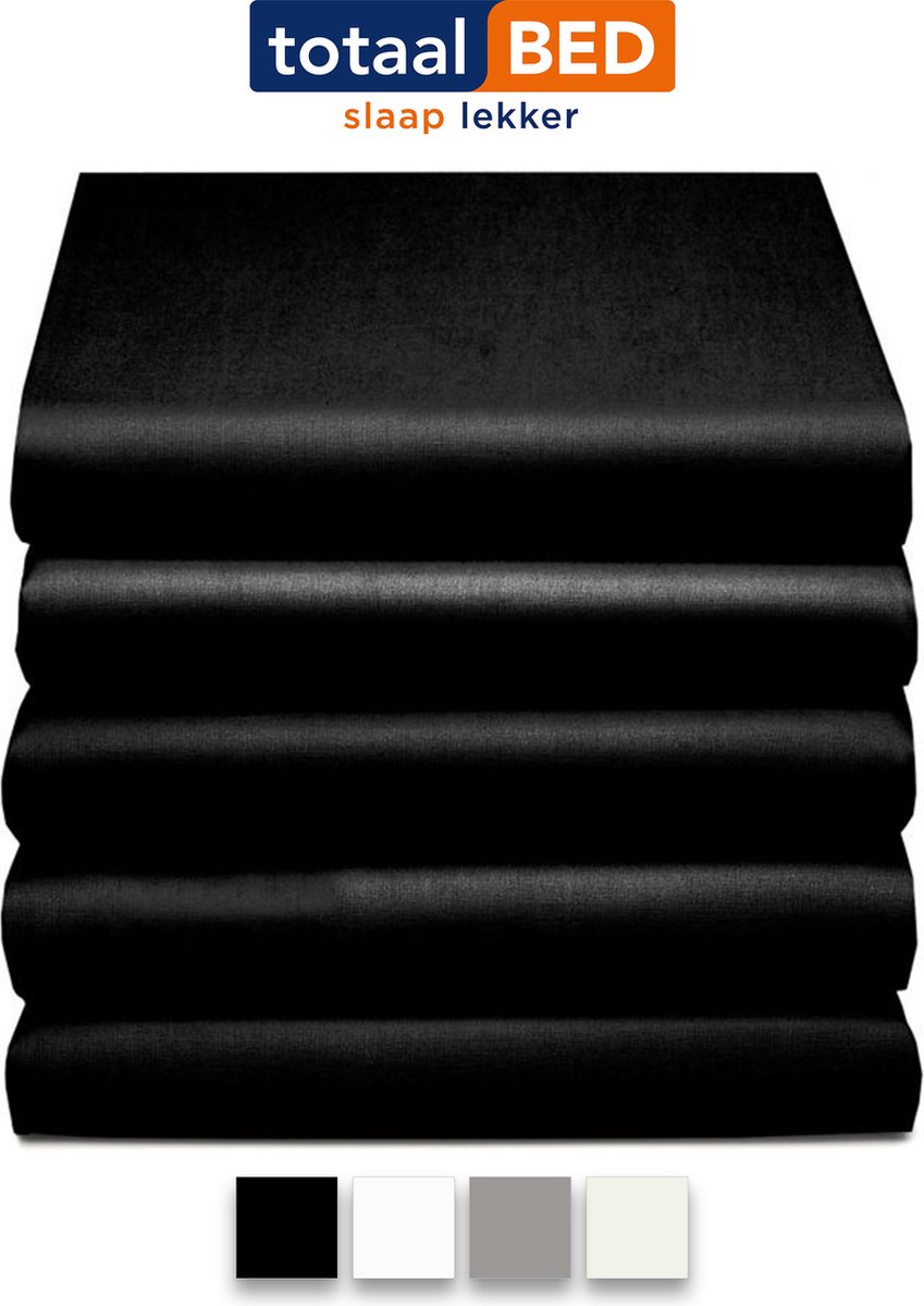 totaalBED Hoeslaken 180x200 - Zwart - 100% Katoensatijn - voor matras & topmatras