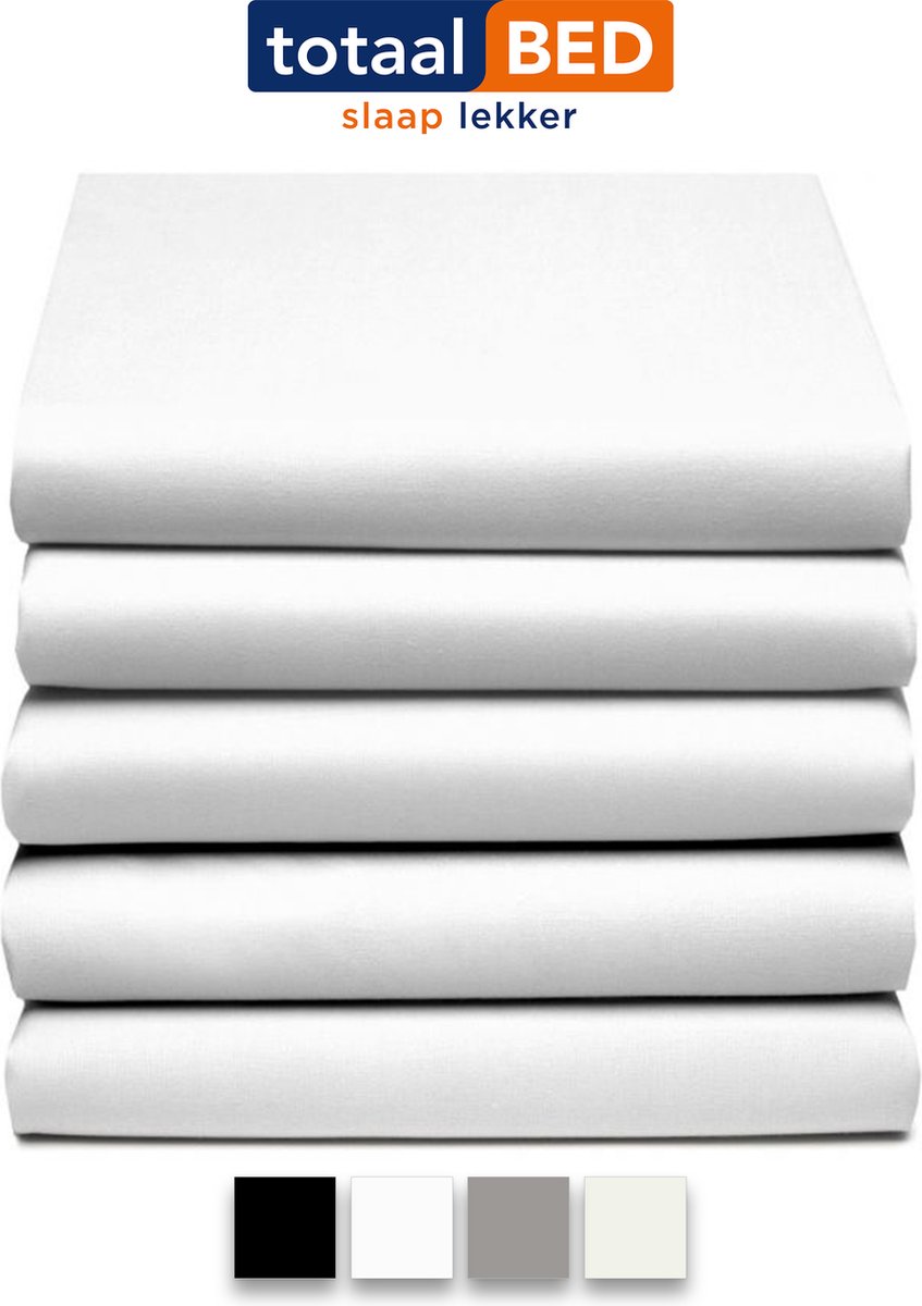 totaalBED Hoeslaken 240x200 - Wit - 100% Katoensatijn - Lits jumeaux - voor matras & topmatras