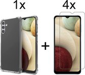 Samsung Galaxy A13 4G hoesje shock proof transparant - 4x Samsung A13 Screenprotector