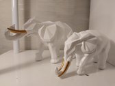 olifant met jong set  decoratief beeld origami olifanten wit