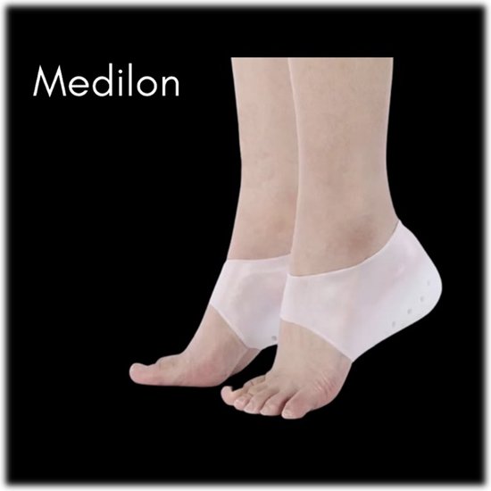 Medilon Siliconen Hielbeschermer Met Hakverhoging Voor Hielpijn – Achillespeesklachten – Fasciitis plantaris – Peesplaatontsteking – Hielspoor sokken