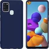 Siliconen Backcover Hoesje Samsung Galaxy A21s Blauw - Telefoonhoesje - Smartphonehoesje - Zonder Screen Protector