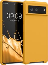 kwmobile telefoonhoesje voor Google Pixel 6 - Hoesje met siliconen coating - Smartphone case in goud-oranje