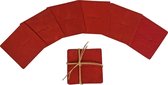 Lundholm luxe leren onderzetters voor glazen rood vierkant, 10 stuks - hoogwaardig echt leer - in geschenkdoos - vrouwen cadeautjes verjaardag - cadeau voor vrouw