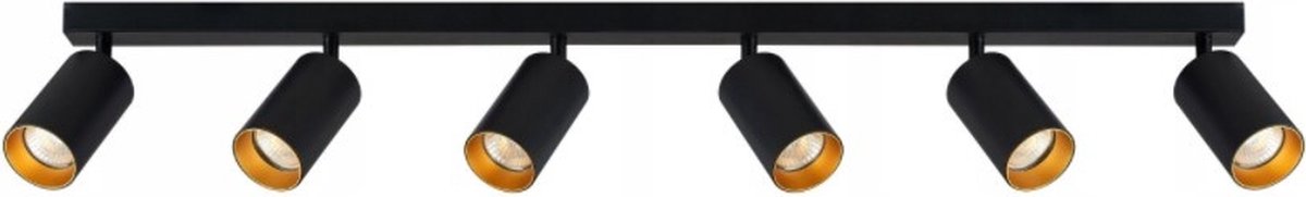 LvT - LED plafondspot mat zwart goud - 6 verstelbare spots - GU10 aansluiting