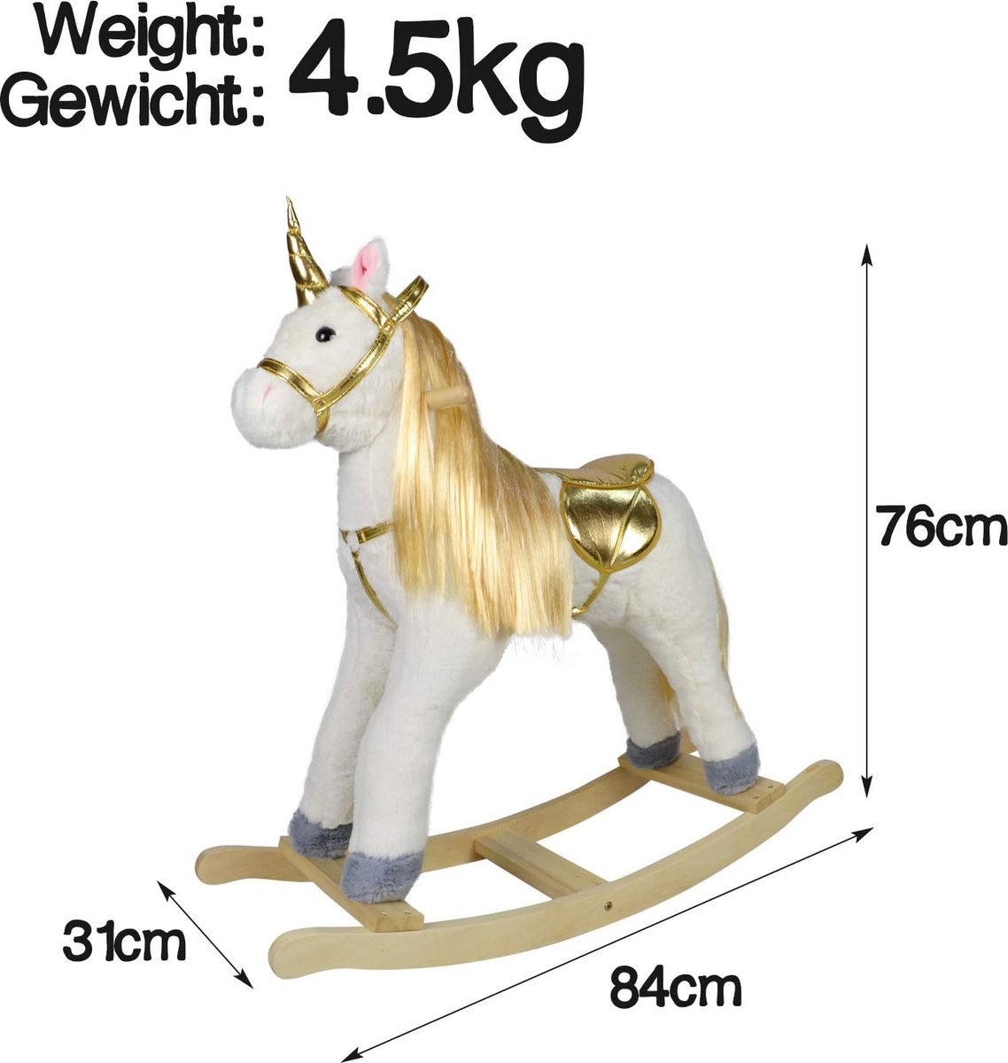 Infantastic Cheval à Bascule Morgan – Bois, Effets Sonores, Bouche Mobile, Charge 50 Kg, Dès 10 Mois – Peluche Interactive