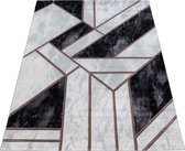 Loper Modern Tapijt Met Tangram Design Brons-Grijs-Zwart kleuren