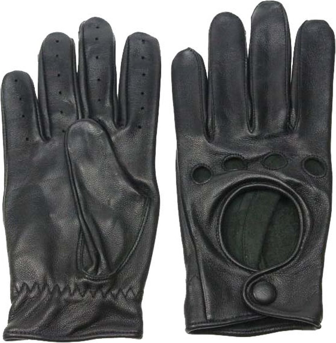 DriveLux™ Premium - Leren Handschoenen Heren - Deep Onyx - Leren Auto/Motor Handschoenen - Driving Gloves - Maat L (: 23,5 - 26,5 cm) - Ademend en Waterbestendig – Gemaakt van Lamsleer