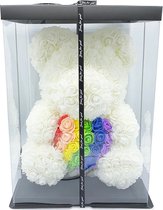 Cupido’s Choice ® Rozen Beer 40 cm Inclusief Gift Box – Rozen teddybeer – Rose Bear - Moederdag - Regenboog Hart