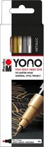Marabu YONO Marker Set - 4 kleuren metal - 0.5 tot 1.5 mm ronde punt