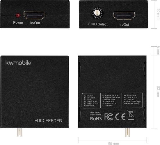 kwmobile HDMI EDID Feeder Manager Set EDID setting manually Control