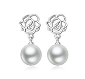 Oorbellen dames | oorhangers dames | zilveren dames oorbellen | 925 zilver | oorbellen met roos | parel oorbellen | cadeautje voor haar |