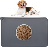 Relaxdays placemat hond - siliconen - antislip - voermat kat - voerbak mat - waterdicht - donkergrijs