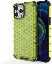 Lunso - Honinggraat Armor Backcover hoes - iPhone 13 Pro Max - Fluor Geel