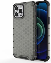 Lunso - Honinggraat Armor Backcover hoes - iPhone 13 Pro Max - Zwart